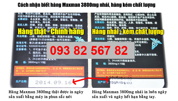 Cách Phân Biệt Thuốc MaxMan 3800mg Giả Vũng Tàu